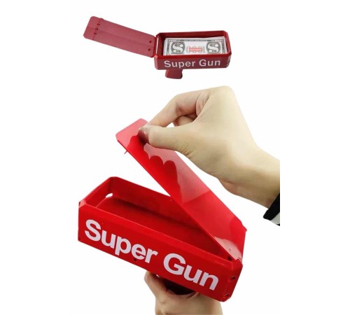Kırmızı Parti Oyuncağı Para Saçma Fırlatma Tabancası Makinesi Super Money