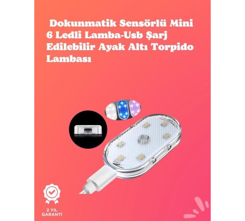 Kolay Montajlı, Çok Renkli USB Şarjlı Kablosuz Araç İçi Işık Seti
