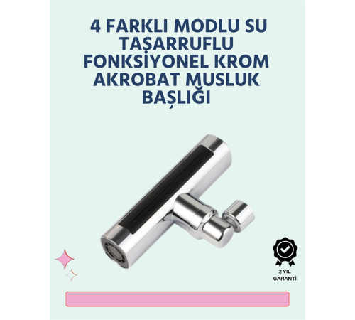 Krom Kaplamalı Çok Fonksiyonlu Musluk Başlığı | Paslanmaz Malzeme