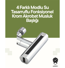 Krom Musluk Başlığı | 4'ü 1 Arada Su Çıkışı | Kolay Montajlı