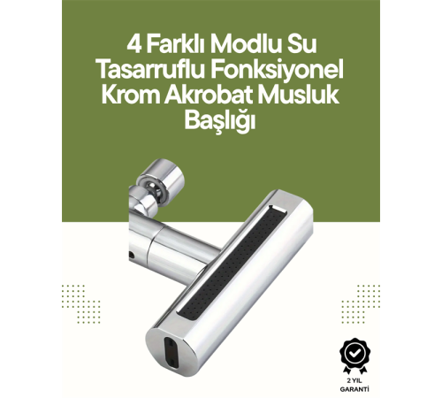 Krom Musluk Başlığı | 4'ü 1 Arada Su Çıkışı | Kolay Montajlı