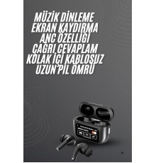 Kulak İçi Bluetooth Kulaklık Ekranlı Müzik Dinleme Çağrı Cevaplama Siyah