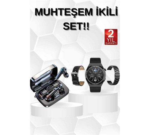 Kulak İçi Kablosuz Bluetooth Kulaklık ve NFC ve GPS Özellikli Akıllı Saat Alarm ve Titreşim
