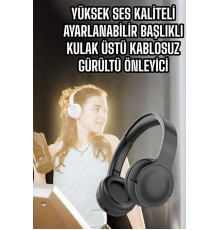 Kulak Üstü Kablosuz Bluetooth Kulaklık Gürültü Önleyici Uzun Şarj Süreli