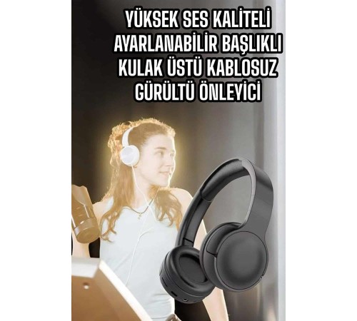 Kulak Üstü Kablosuz Bluetooth Kulaklık Gürültü Önleyici Uzun Şarj Süreli