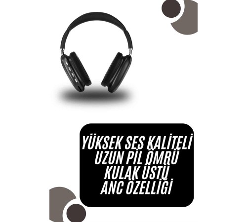 Kulak Üstü Kablosuz Bluetooth Kulaklık Yumuşak Süngerli SD Kart Girişli