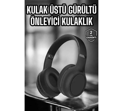 Kulak Üstü Kablosuz Bluetooth Kulaklık Gürültü Önleyici Ayarlanabilir