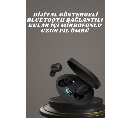 Kulaklık Dijital Göstergeli Bluetooth Bağlantılı Kablosuz Kulak İçi Mikrofonlu Dokunmatik Kontrol