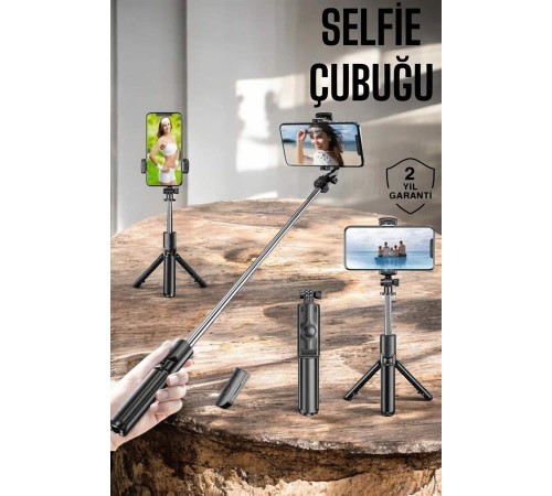 Kumandalı Tripod Telefon Tutucu Selfie Çubuğu 360 Derece Dönebilen