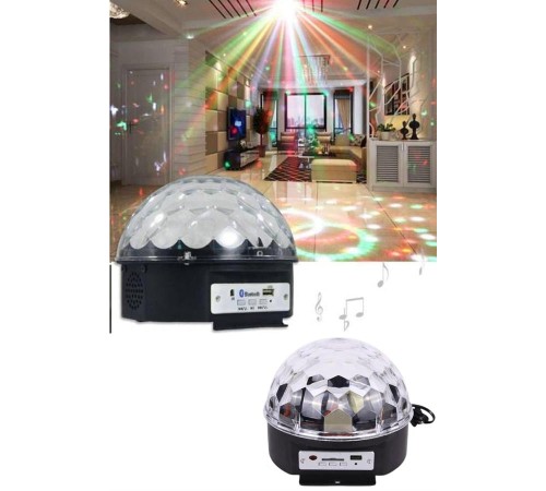 Küre Disko Topu Müzik Çalar Renkli Lazer Işıklı Bluetooth Disko Parti Işığı Kumandalı