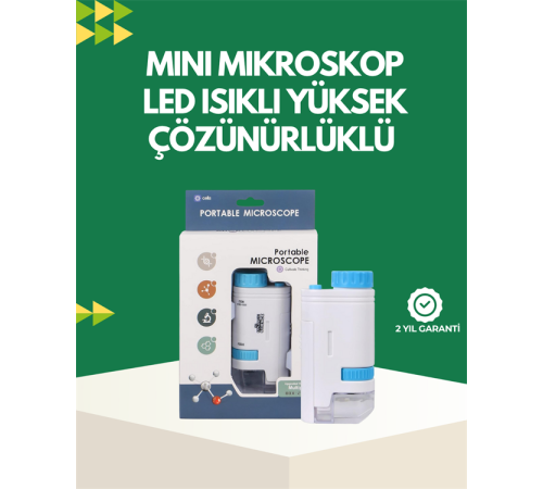 LED Aydınlatmalı 80–200 Kat Büyütmeli Cep Mikroskop