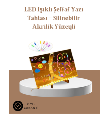 LED Aydınlatmalı Şeffaf Mesaj Tahtası – 30x20 cm, Neon Etkili Yazılar İçin Tasarlandı