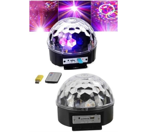 Led Işık Disko Topu Bluetooth Hoparlörlü USB Müzik Çalar Kumandalı