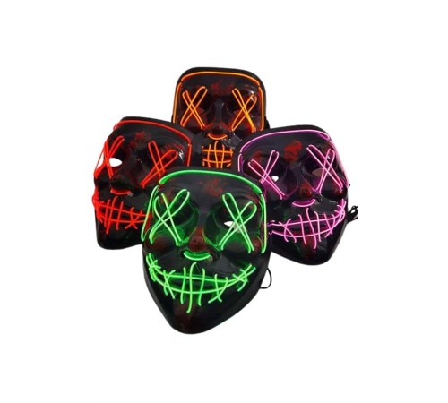 Led Işıklı Neon Maske Cadılar Bayramı Maskesi Korkunç Korku Maskesi Led Işıklı Neon Maske Cadılar Bayramı Maskesi Korkunç Korku Maskesi