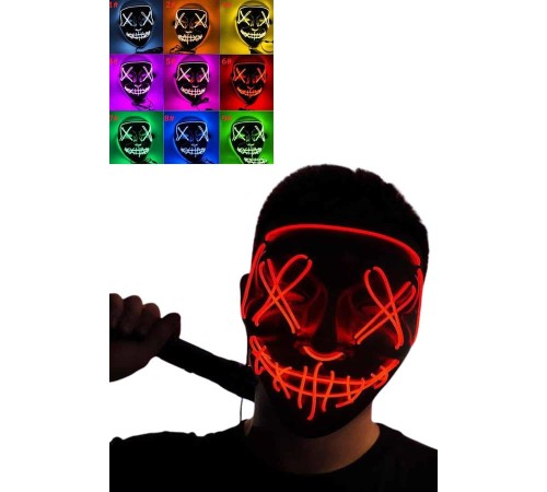 Led Işıklı Neon Maske Cadılar Bayramı Maskesi Korkunç Korku Maskesi Led Işıklı Neon Maske Cadılar Bayramı Maskesi Korkunç Korku Maskesi