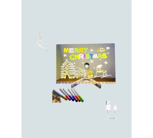 LED Aydınlatmalı Şeffaf Mesaj Tahtası – 30x20 cm, Neon Etkili Yazılar İçin Tasarlandı