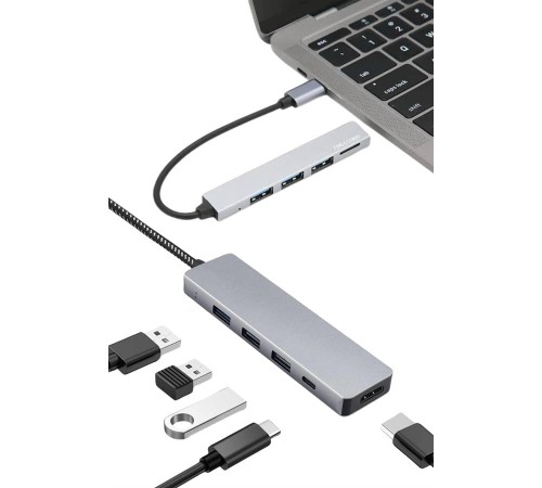 Macbook Pro/air Uyumlu USB Type-C 8 In 1 Hub Dönüştürücü Çevirici Çoklayıcı USB Hdmı Micro Sd 8 Girişli