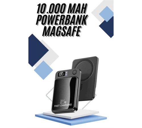 Magsafe Powerbank 10.000 mAh 22.5 Watt Hızlı Şarj Göstergeli Kablosuz Taşınabilir Şarj