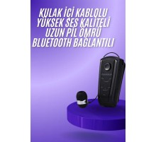 Makaralı Bluetooth Kulakiçi Yaka Kulaklığı Kablosuz Kulaklık