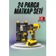 Matkap Seti 24 Parça Çift Bataryalı Darbeli Led Işıklı Vidalama