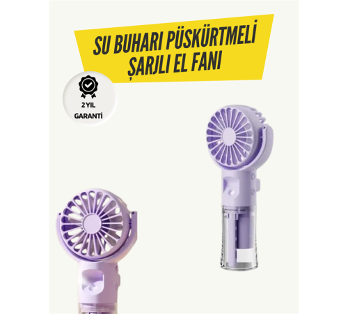 Mini Masaüstü ve El Tipi Buğu Fanı – Su Depolu, Şarj Edilebilir, Nemlendirici Özellikli
