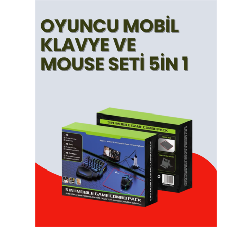 Mobil Uyumlu Klavye Mouse Seti – PUBG ve FPS Oyunları İçin 5'i 1 Arada Oyun Kiti