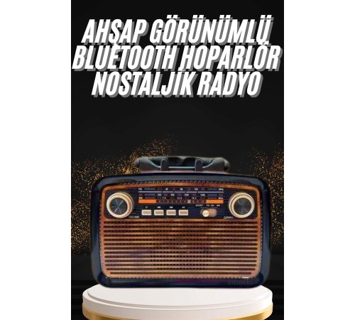 Nostaljik Görünümlü Ahşap Radyo TF SD USB Girişli Led Fener Işıklı