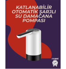 Otomatik Damacana Su Pompası | 40-80 Saniye Zaman Ayarlı | %90 Açılabilir Hijyenik Tasarım | Şarjlı ve Portatif