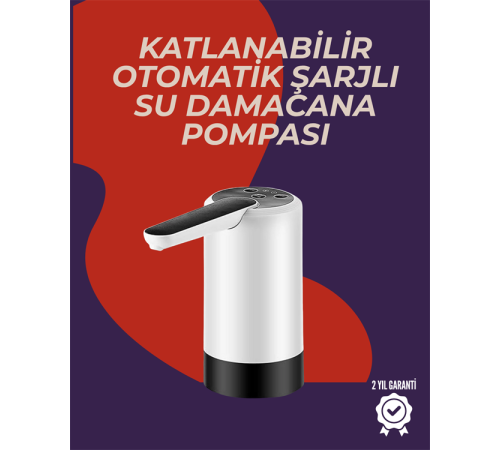 Otomatik Damacana Su Pompası | 40-80 Saniye Zaman Ayarlı | %90 Açılabilir Hijyenik Tasarım | Şarjlı ve Portatif