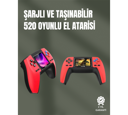 P5 GamePad Retro Konsol – Nostaljik Oyun Deneyimi, 520 Klasik Oyun Seçeneği