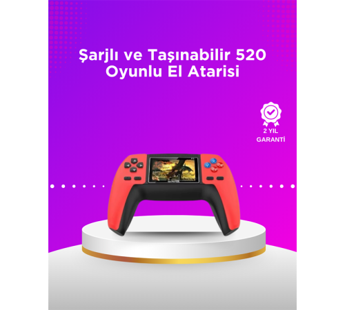 P5 Taşınabilir Retro Konsol – 520 Oyun, Ergonomik Tasarım, Nostaljik Eğlence