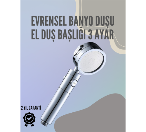 Paslanmaz Çelik Çok Fonksiyonlu El Duş Başlığı – 3 Modlu Püskürtme Seçeneği
