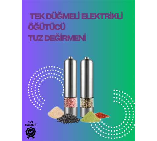 Paslanmaz Çelik Otomatik Baharat Öğütücü Pille Çalışan Tek Tuşlu Kullanım