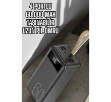 Powerbank 60.000 MAH Dijital Göstergeli 4 Portlu Taşınabilir