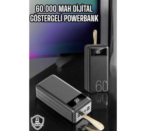 Powerbank 60.000 Mah Hızlı Şarj 4 Çıkışlı Uzun Şarj Süreli Dijital Göstergeli