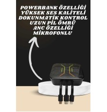 Powerbank Kulaklık ve 7 Kordonlu Akıllı Saat Çoklu Şarj Girişi Bluetooth Bağlantılı