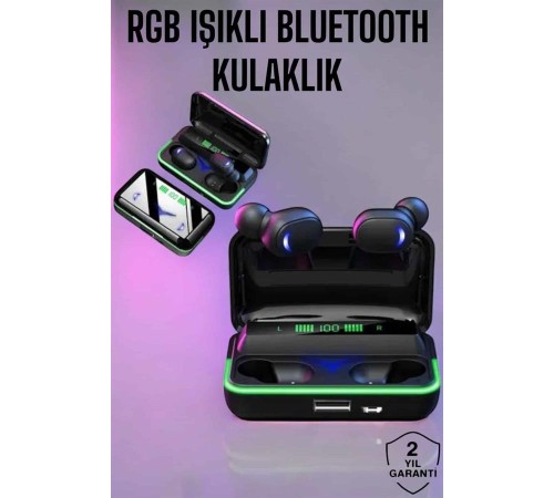 Powerbank Özellikli Kablosuz Bluetooth Kulaklık RGB Işıklı