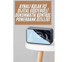 Powerbankli Bluetooth Kulaklık Yüksek Ses Aynalı Çift Dijital Gösterge Ekranı