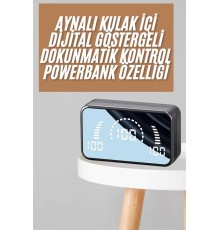 Powerbankli Bluetooth Kulaklık Yüksek Ses Aynalı Çift Dijital Gösterge Ekranı