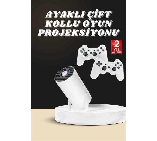 Projeksiyon Cihazı Video Oyun Konsolu Projektör Taşınabilir Ayaklı Çift Kollu 4K Çözünürlüklü