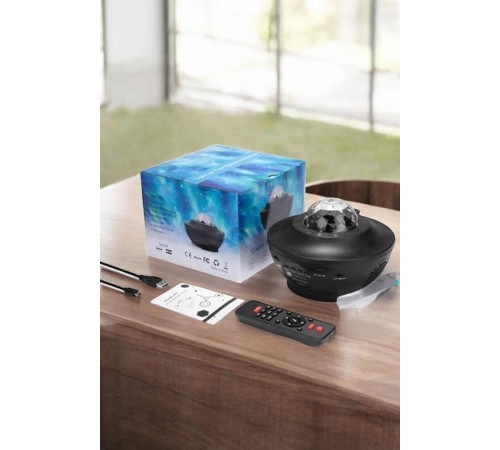 Projektör Yıldız Gece Lambası Disko Topu Bluetooth Bağlantılı Taşınabilir Şarjlı