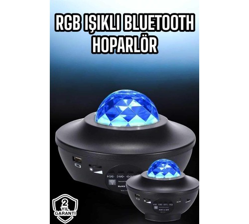 Projektör Yıldız Gece Lambası Disko Topu Bluetooth Bağlantılı Taşınabilir Şarjlı