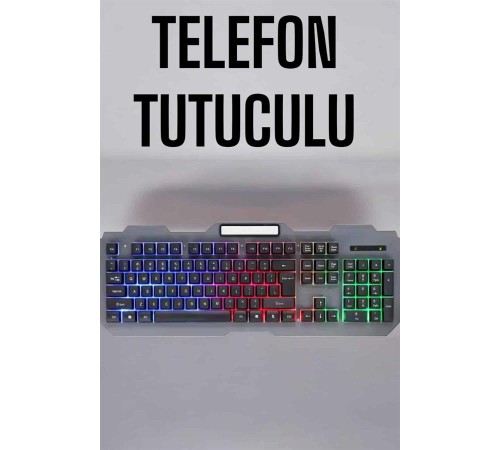 Q Klavye RGB Işıklı Klavye Ve Mouse Seti Kablolu Mouse Hediyeliş