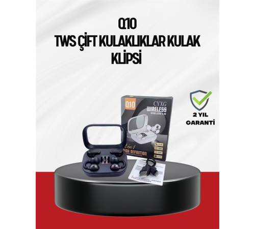 Q10 Dokunmatik Bluetooth Kulaklık – 6 Saat Müzik, Çift Dil, Hızlı Şarj