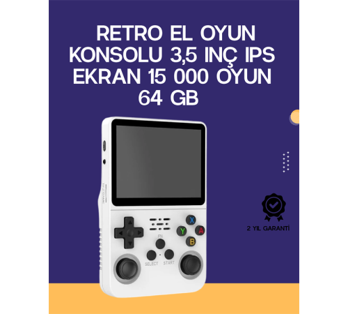 R36S Retro El Konsolu 64 GB – 15.000 Oyun, Geniş Platform Desteği, 3.5” IPS Ekran