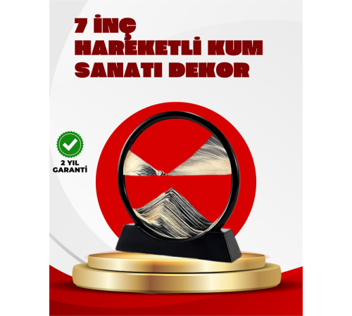 Rahatlatıcı Kum Sanatı – Yuvarlak Cam Çerçeveli Hareketli Kum Resmi, Ofis ve Ev İçin Etkileşimli Masaüstü Süs