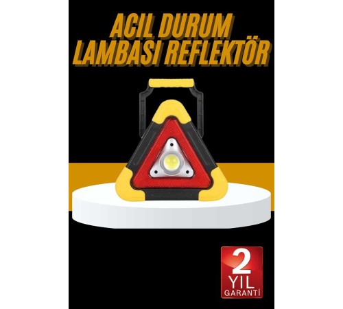 Reflektör Işıklı Ikaz Lambası Şarjlı Çok Fonksiyonlu Işıklı Üçgen Reflektör