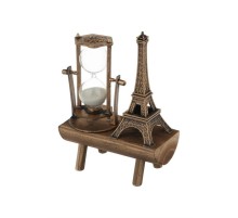 Retro Eyfel Kulesi Ve Kum Saati Dekoratif Ahşap Görünümlü Masa Biblosu