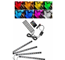 RGB Işıklı Araç İçi Aydınlatma Kumandalı 12'li Led Işık Renk Değiştirebilen