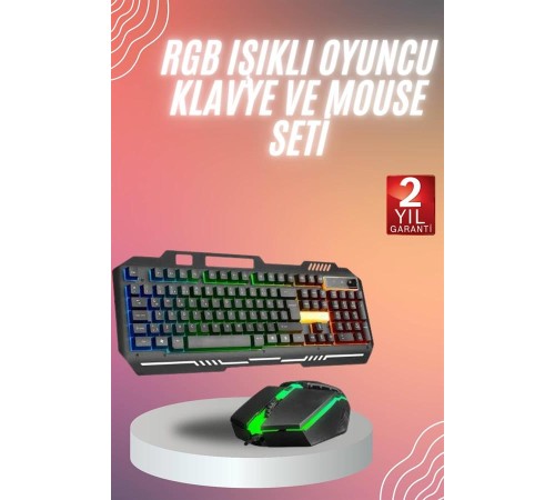 RGB Işıklı   Klavye Q Klavye Mouse Hediyeli